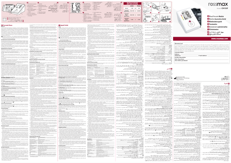 Page 1 of the manual User Manual Rossmax CH155f