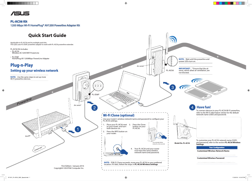 First page image of the manual for PL-AC56 Kit