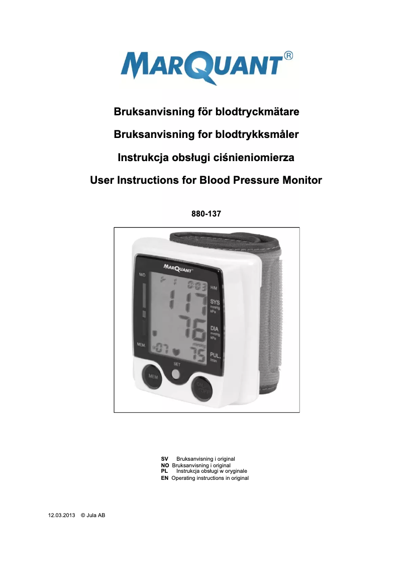 First page image of the manual for 880-137