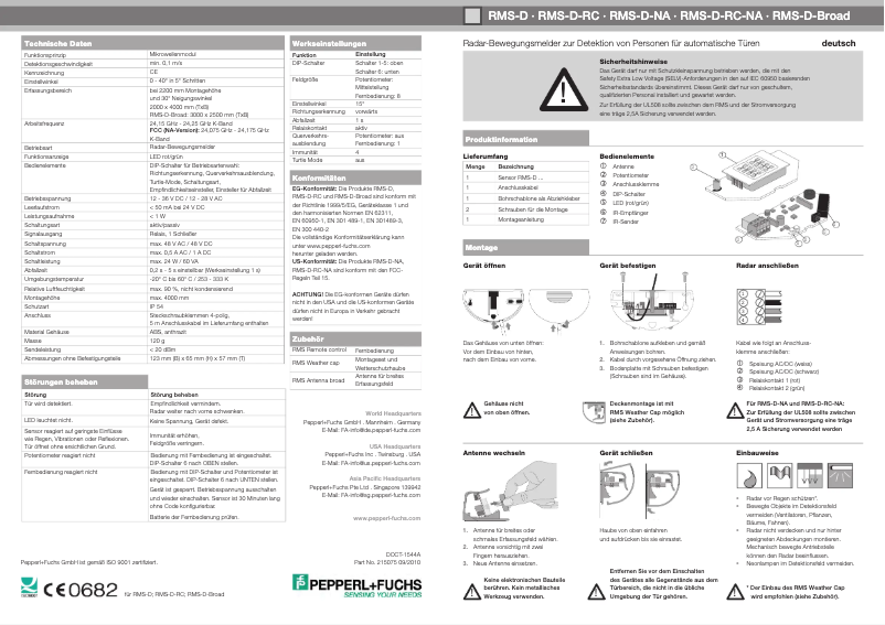 Page 1 of the manual User Manual Pepperl+Fuchs RMS-D