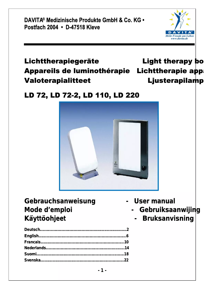 Page 1 of the manual User Manual Davita LD 110