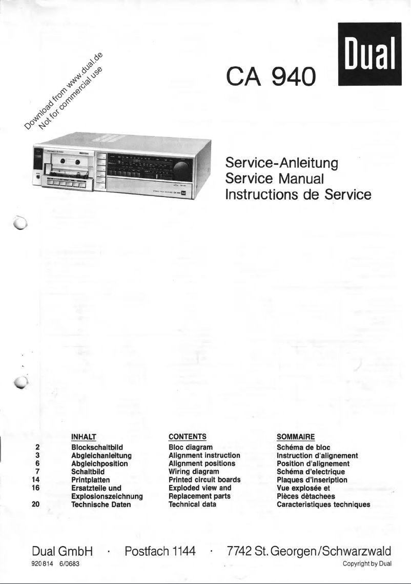 First page image of the manual for C A940