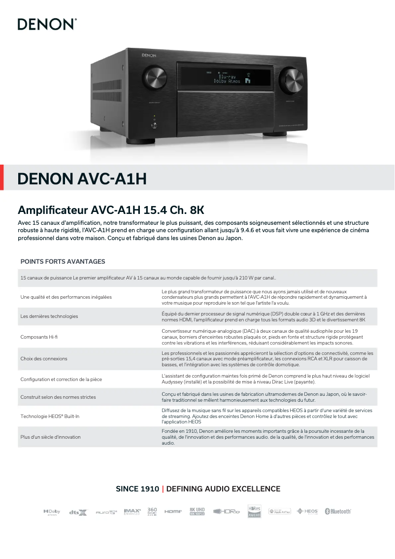 First page image of the manual for AVC-A1H