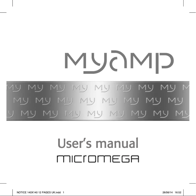 Page 1 of the manual User Manual Micromega MyAMP