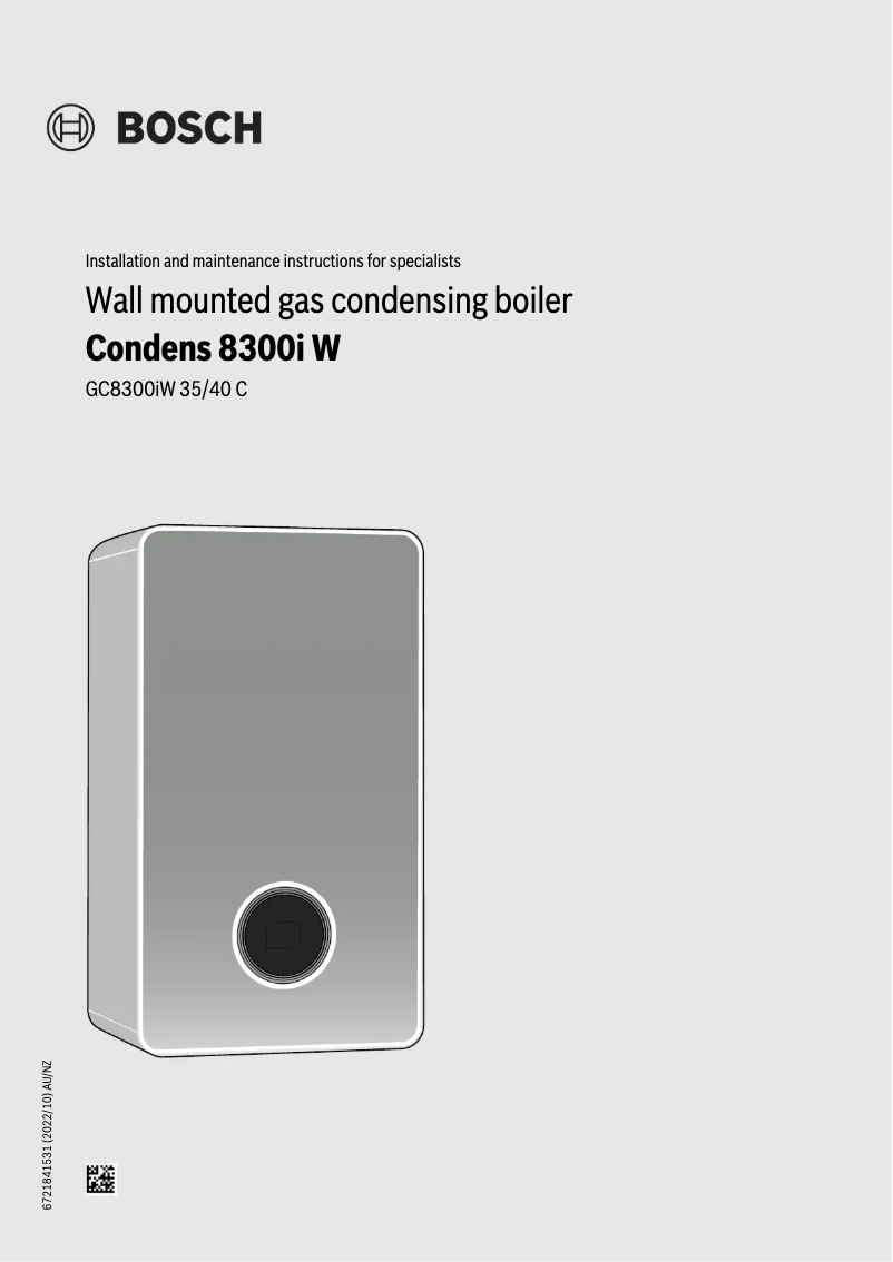 First page image of the manual for Condens 8300i W