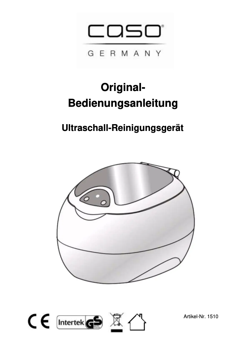 Page 1 of the manual User Manual Caso UltraSonicClean