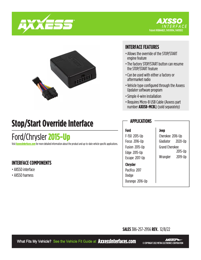 Page 1 of the manual Technical Sheet AXESS AXSSO