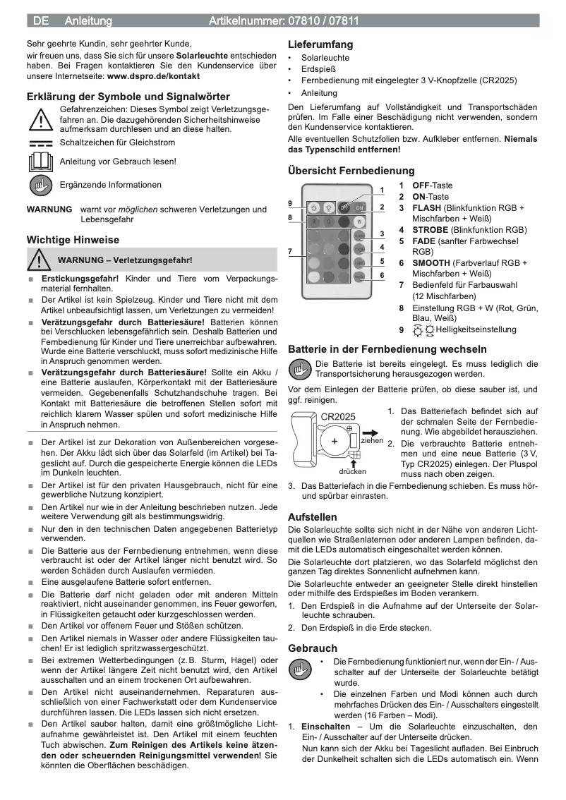 First page image of the manual for 07811