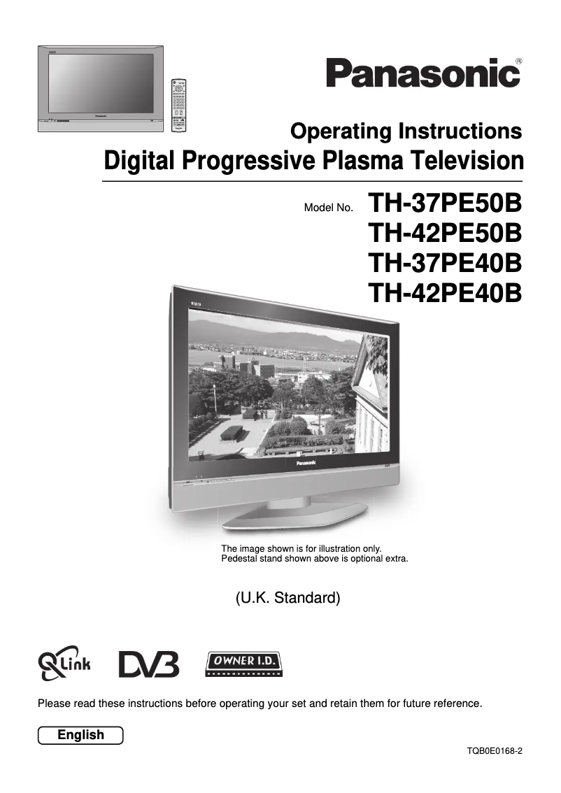 First page image of the manual for Viera TH-37PE40B