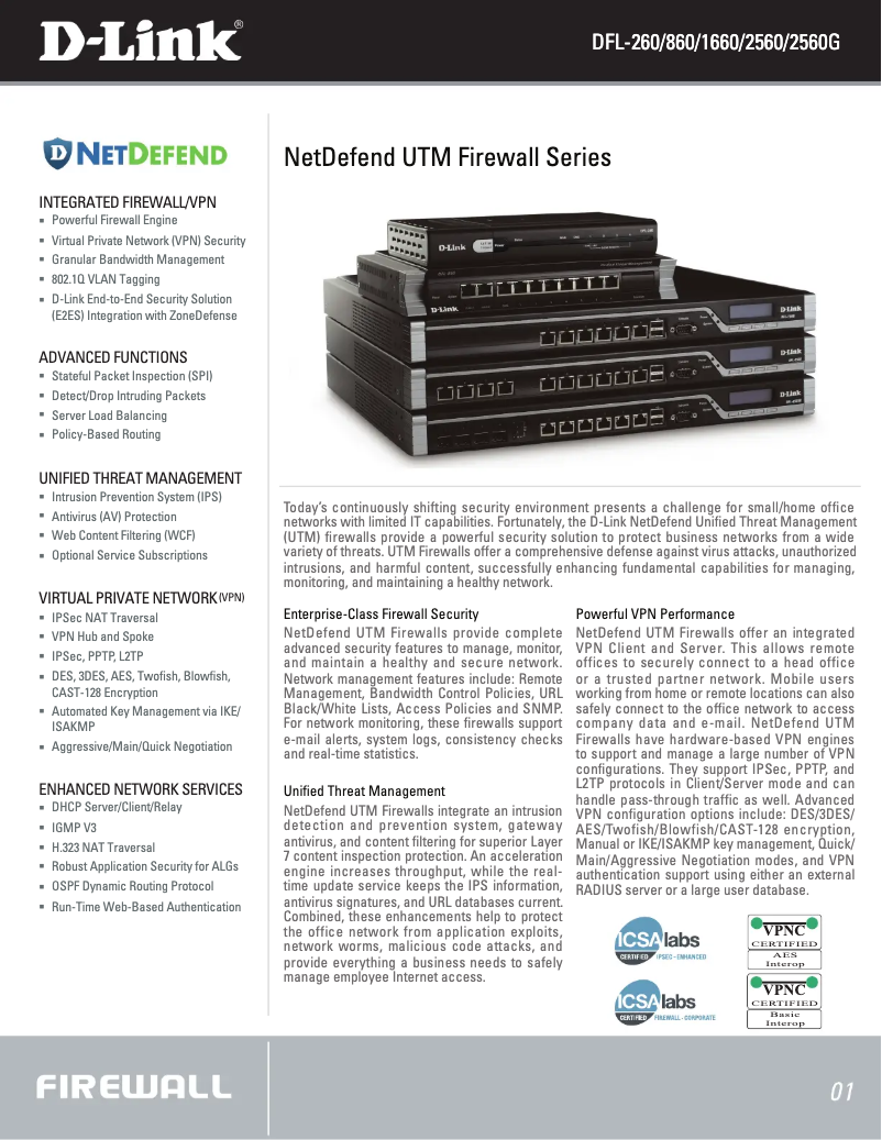 Page 1 of the manual Technical Sheet D-Link DFL-260