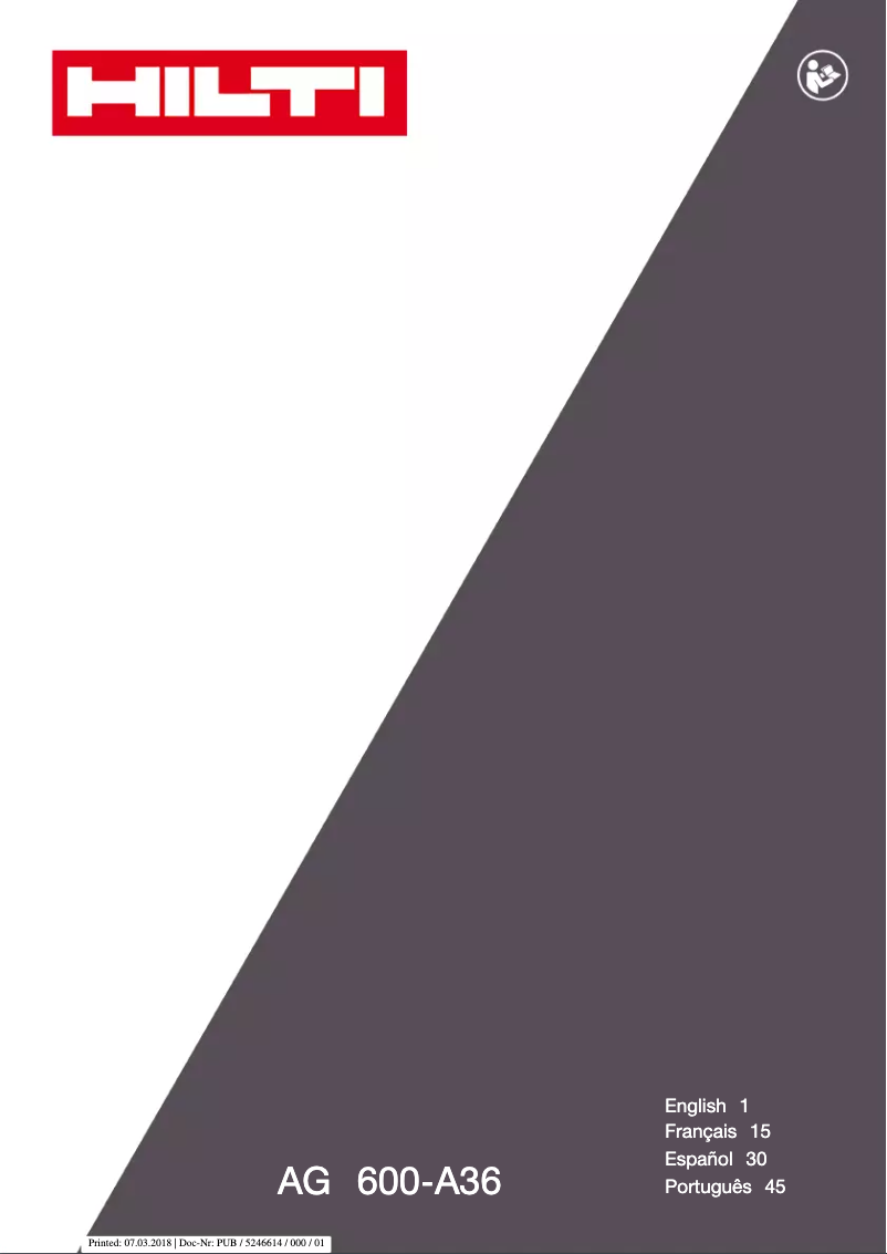 First page image of the manual for AG 600-A36