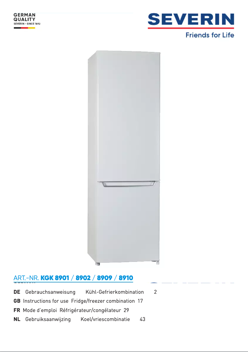 First page image of the manual for KGK 8910