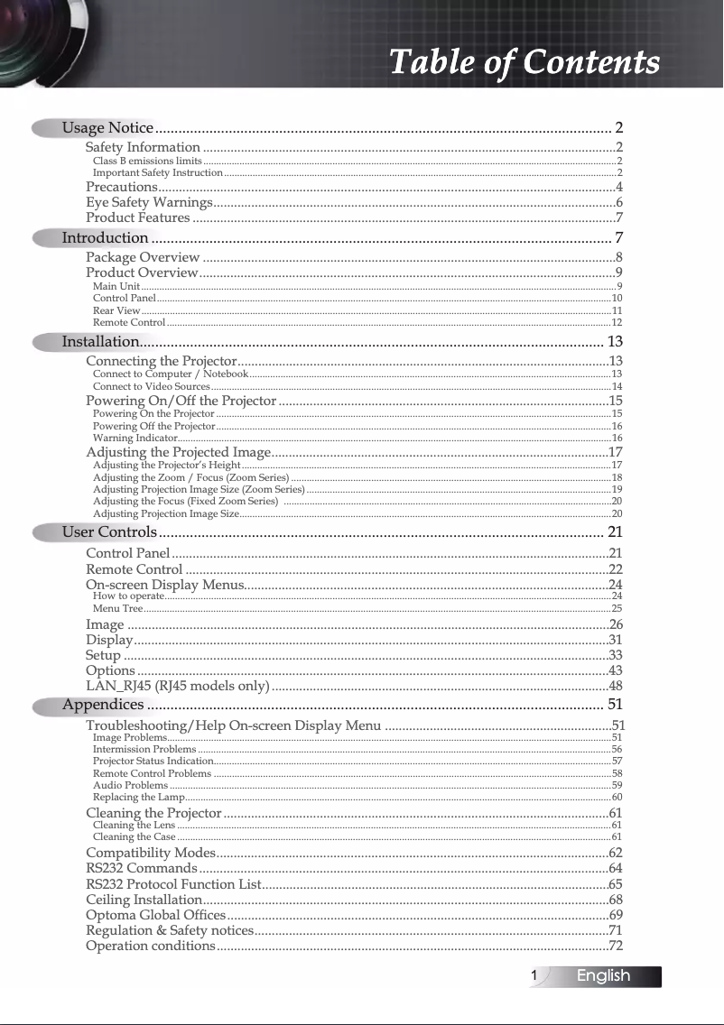 First page image of the manual for TX532