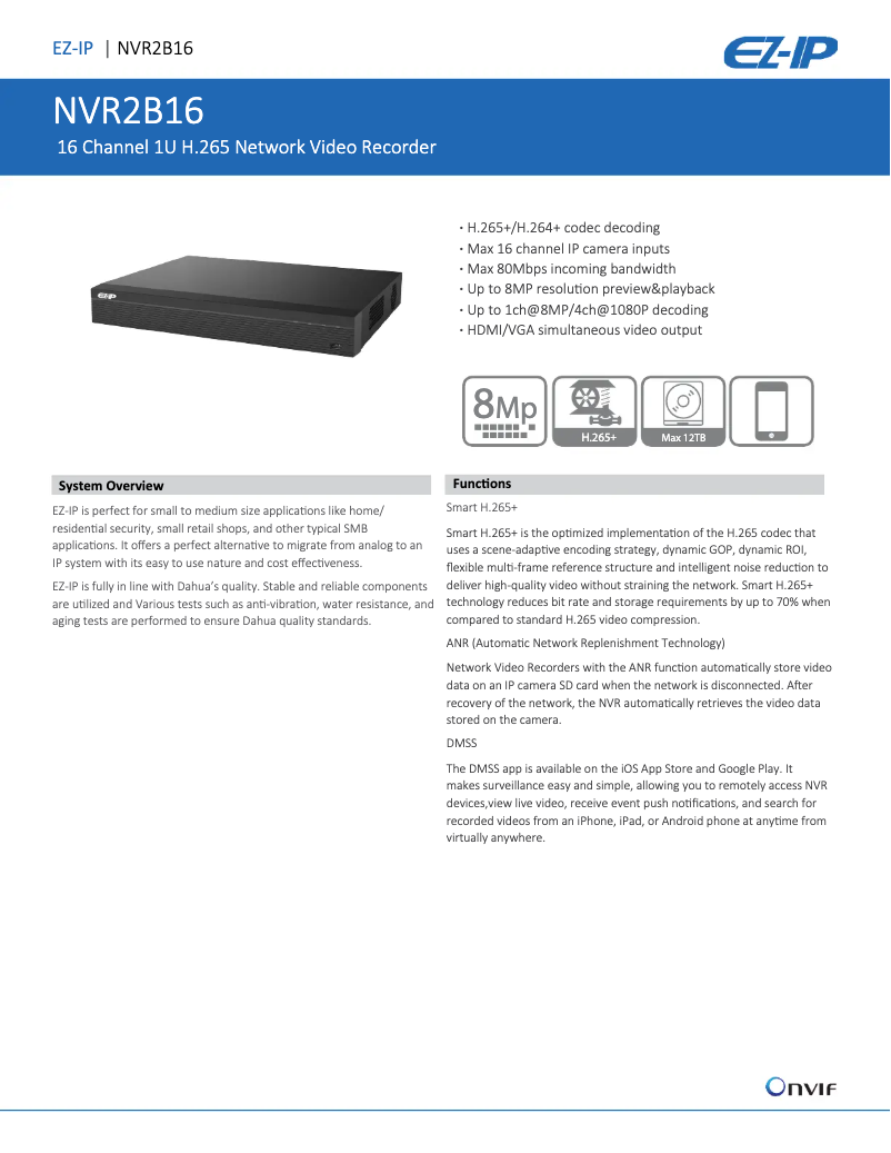 First page image of the manual for NVR2B16