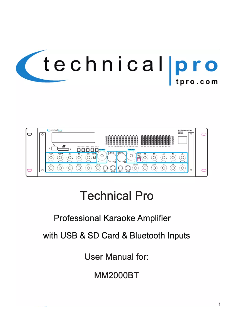 First page image of the manual for MM2000BT
