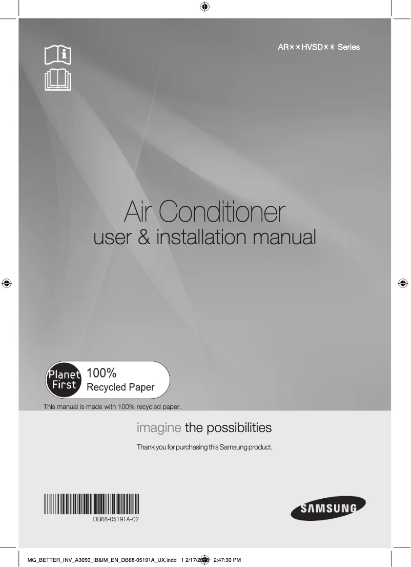 First page image of the manual for AR18HVSDEWKNMG