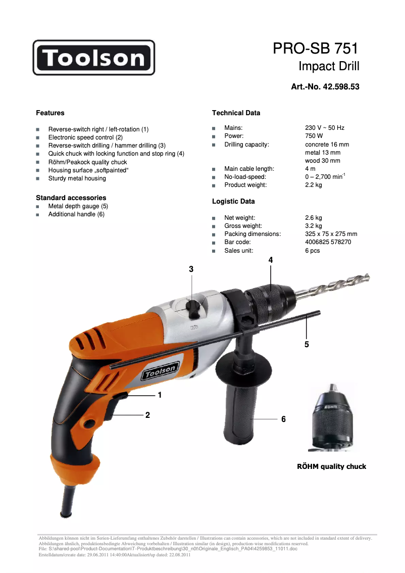 First page image of the manual for PRO-SB 751