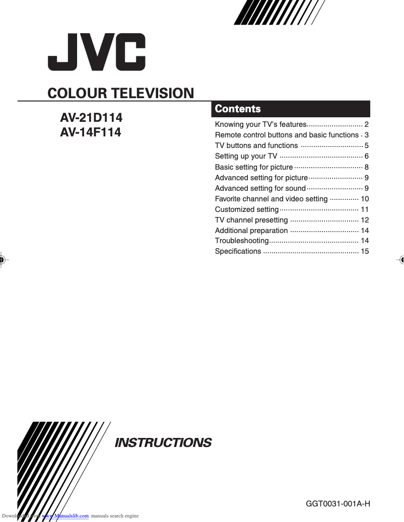 Page 1 of the manual User Manual JVC AV-21D114
