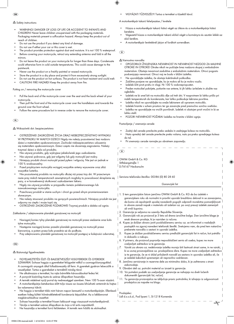 Page 1 of the manual User Manual Crivit IAN 59006