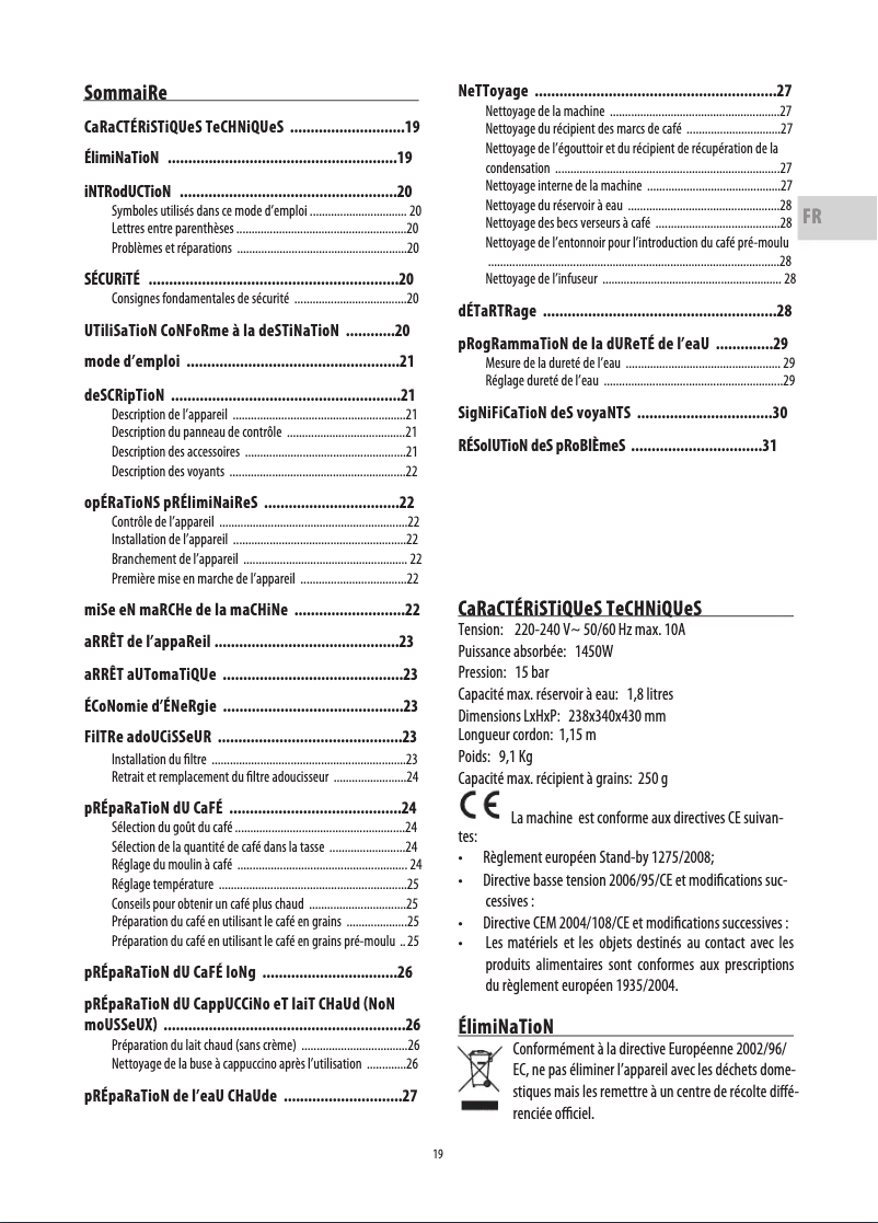 Page 1 of the manual User Manual DeLonghi ECAM 25.120.SB