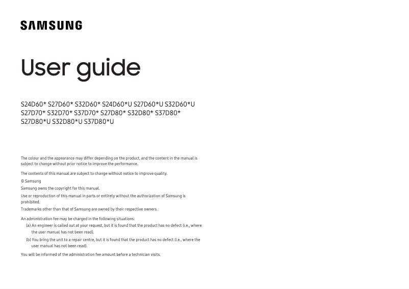 Page 1 of the manual User Manual Samsung S27D800EAI