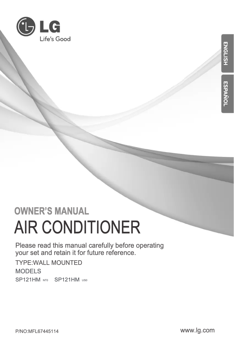 First page image of the manual for SP121HM