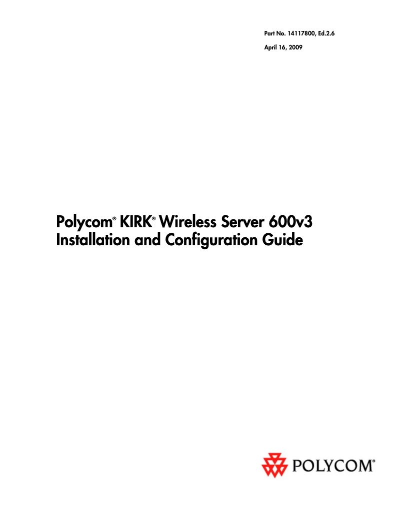 Page 1 of the manual User Manual Polycom Wireless Server 600V3