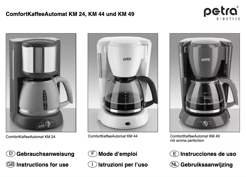 Page 1 of the manual User Manual Petra Electric KM 49