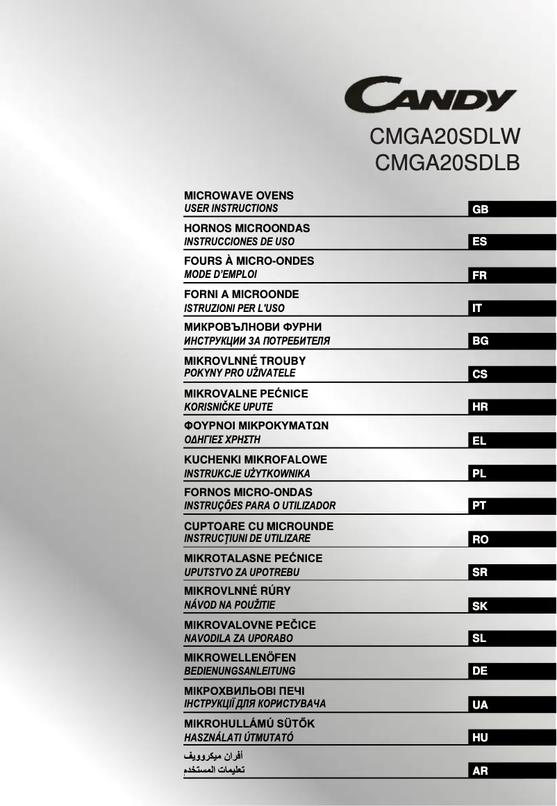 Page 1 of the manual User Manual Candy CMGA20SDLW
