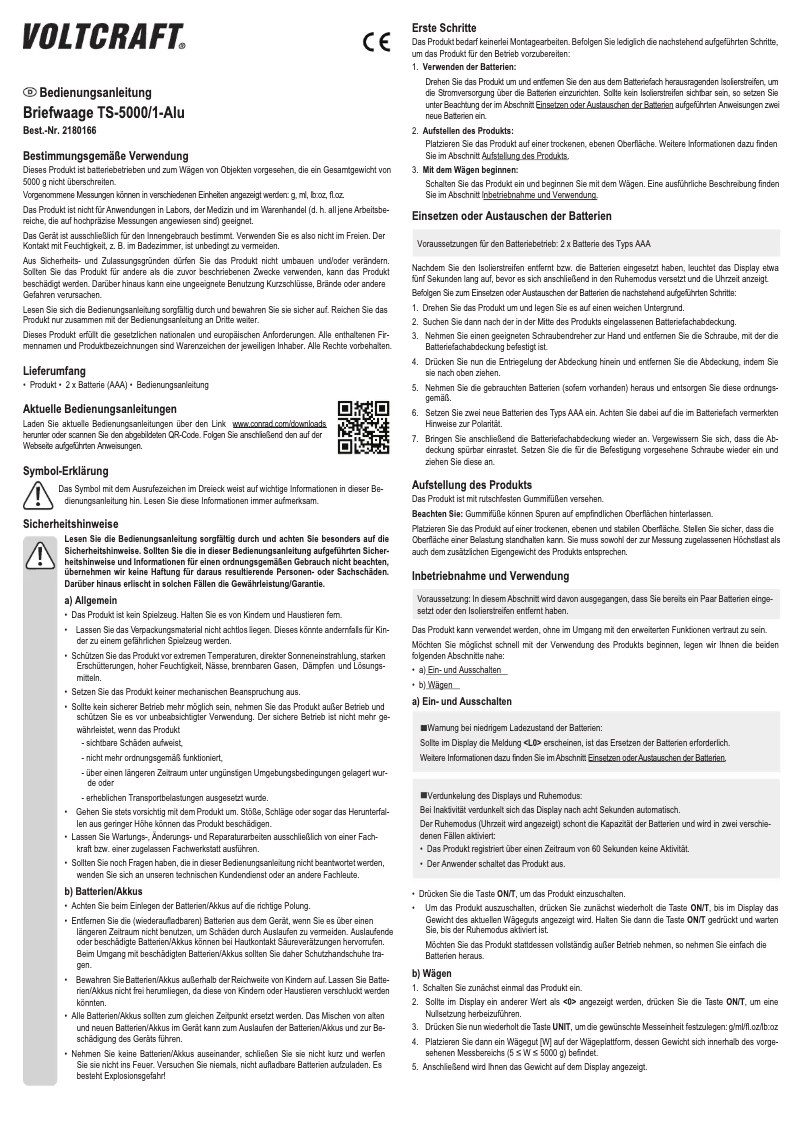 First page image of the manual for TS-5000/1