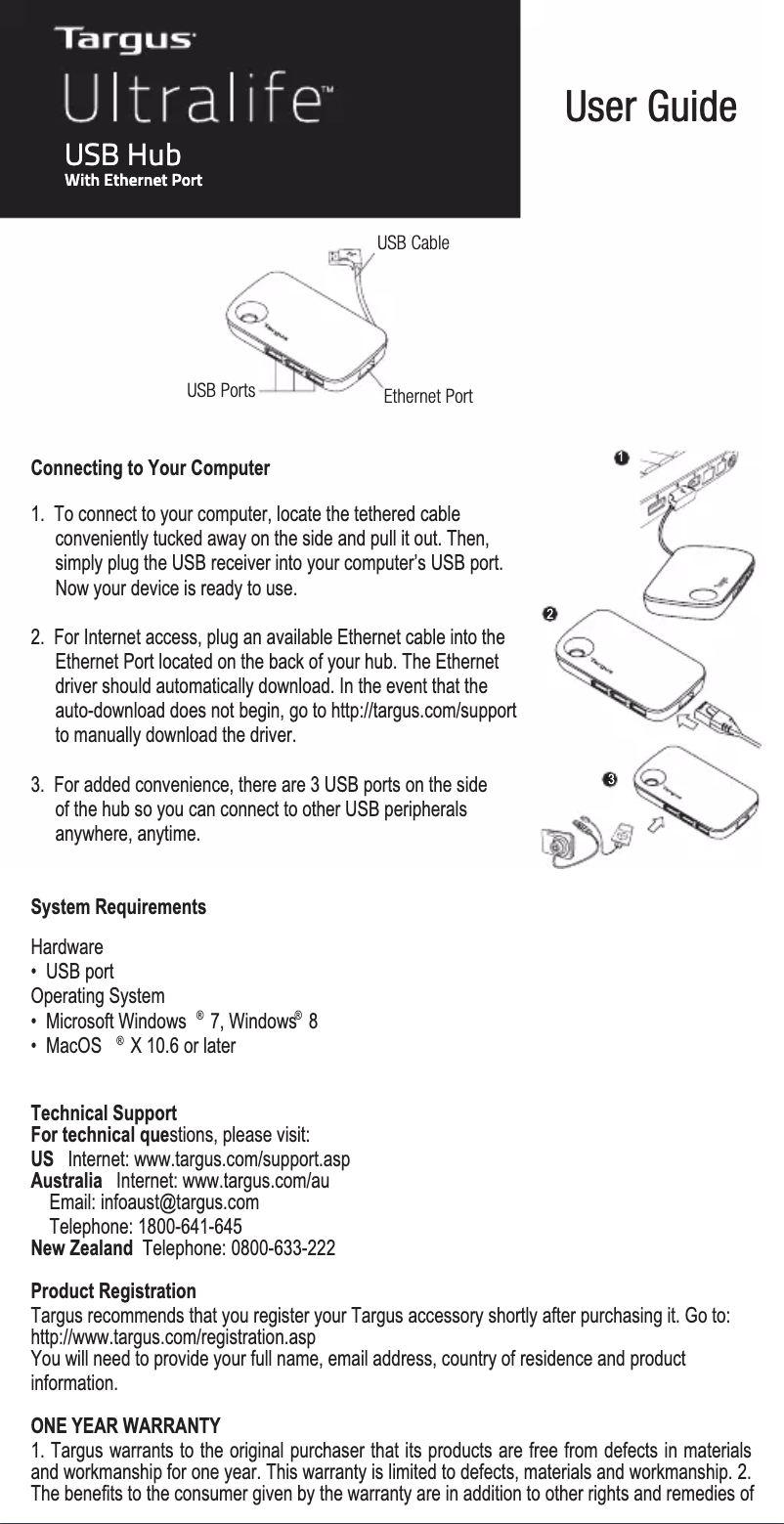 First page image of the manual for ACH121US