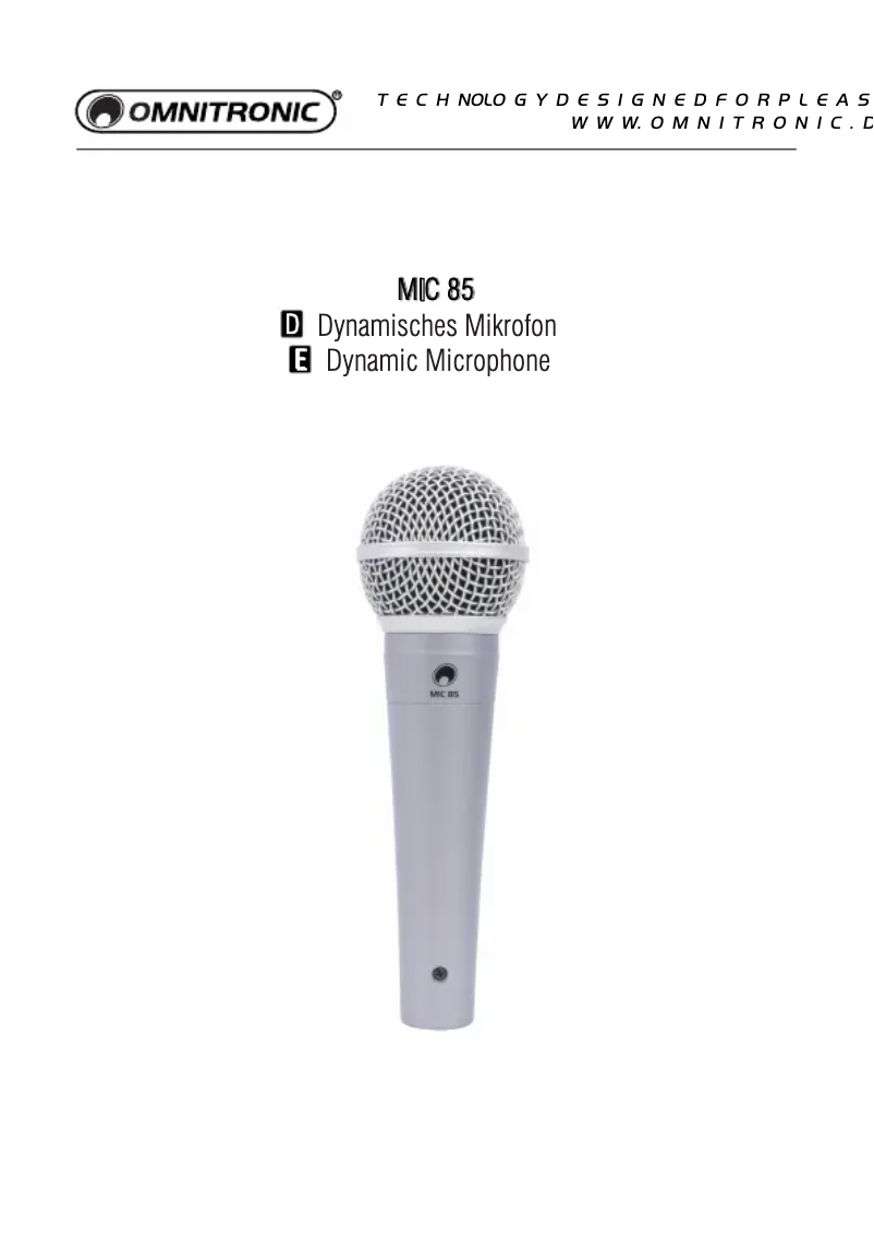 Page 1 of the manual User Manual Omnitronic MIC 85