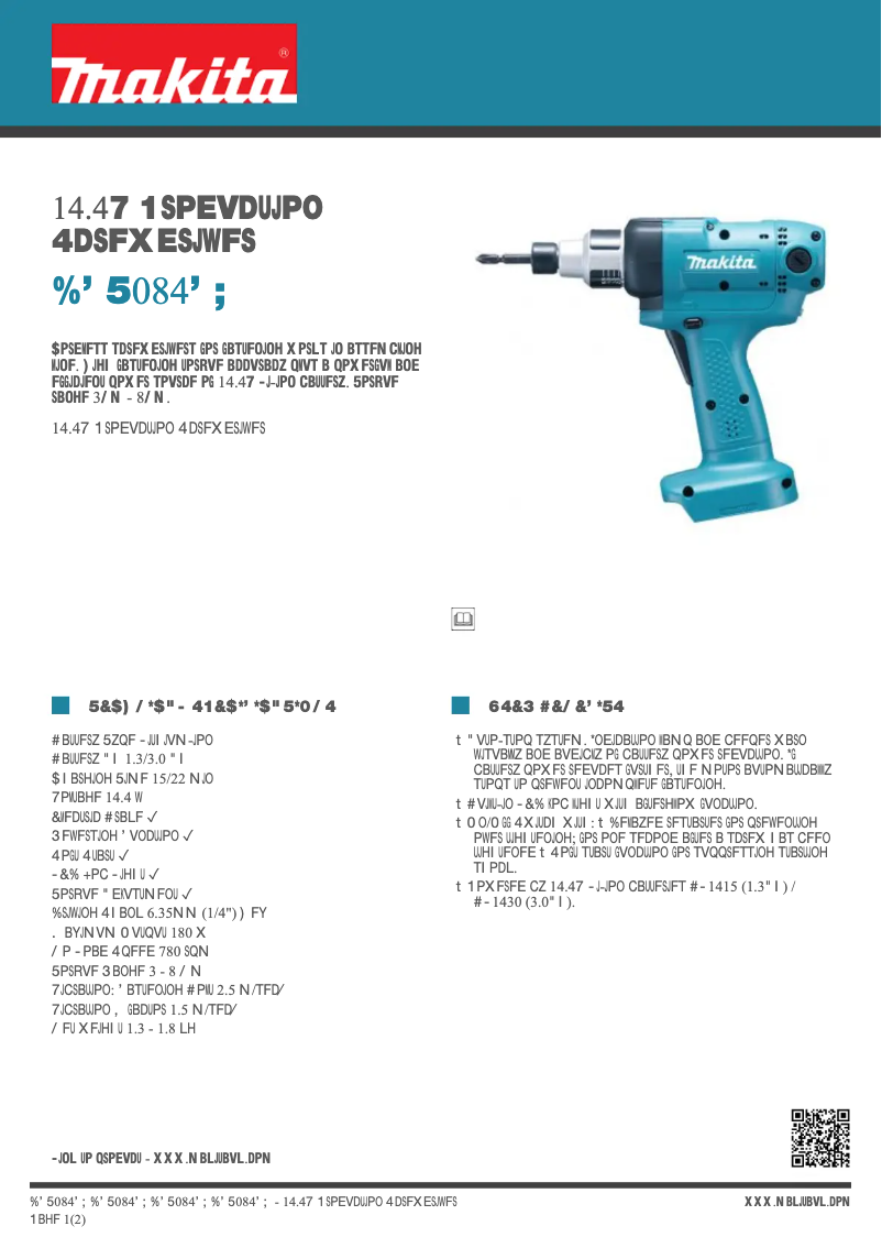 Page 1 of the manual Technical Sheet Makita DFT084FZ
