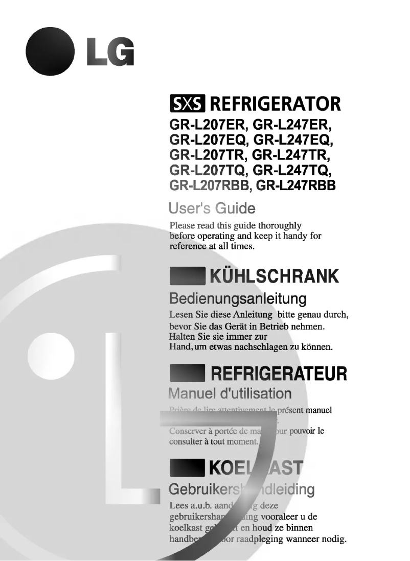 Page 1 of the manual User Manual LG GR-L207TQ