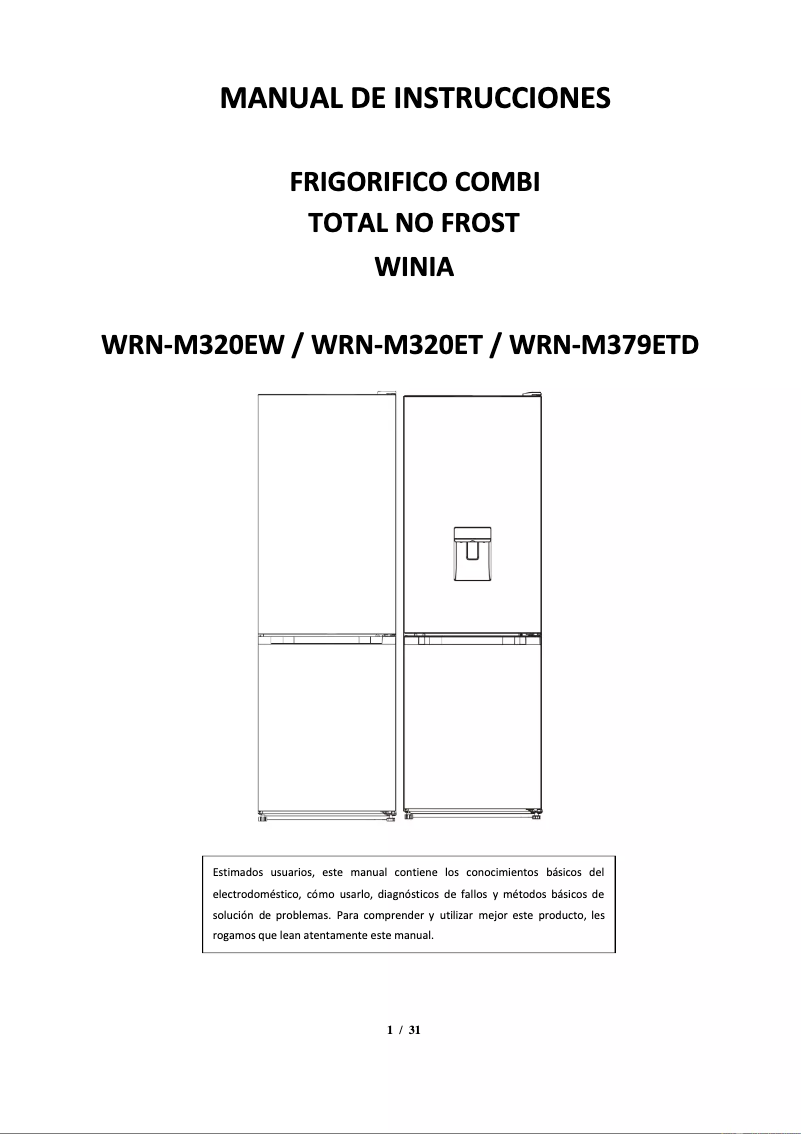 Page 1 of the manual User Manual Winia WRN-M379ETD