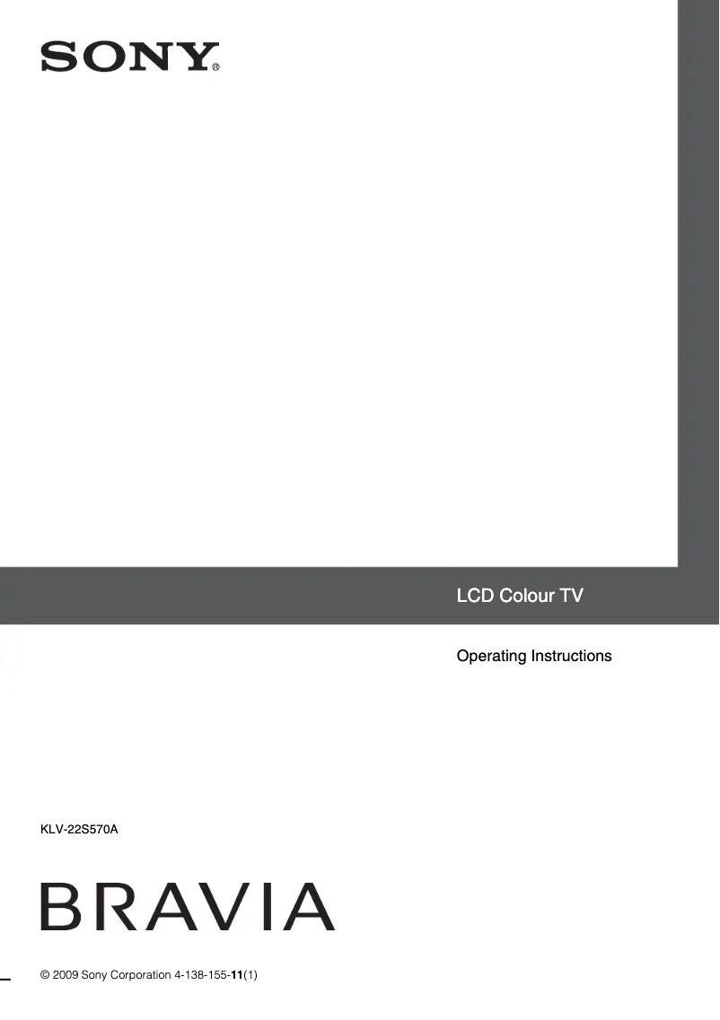 First page image of the manual for Bravia KLV-22S570A