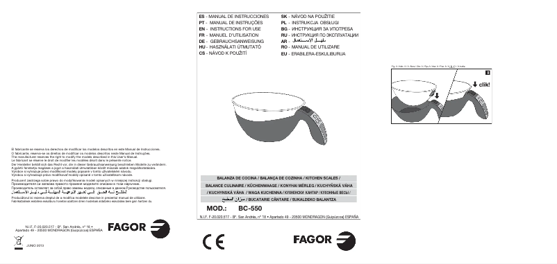 Page 1 of the manual User Manual Fagor BC-550