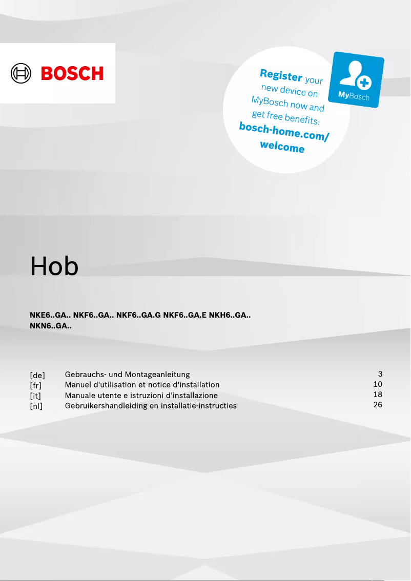 First page image of the manual for NKE645GA2E