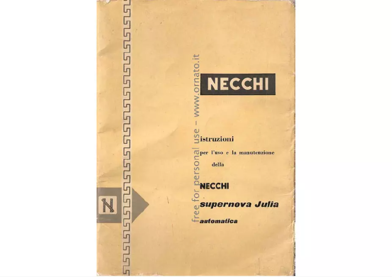 Page 1 of the manual User Manual Necchi Supernova Julia