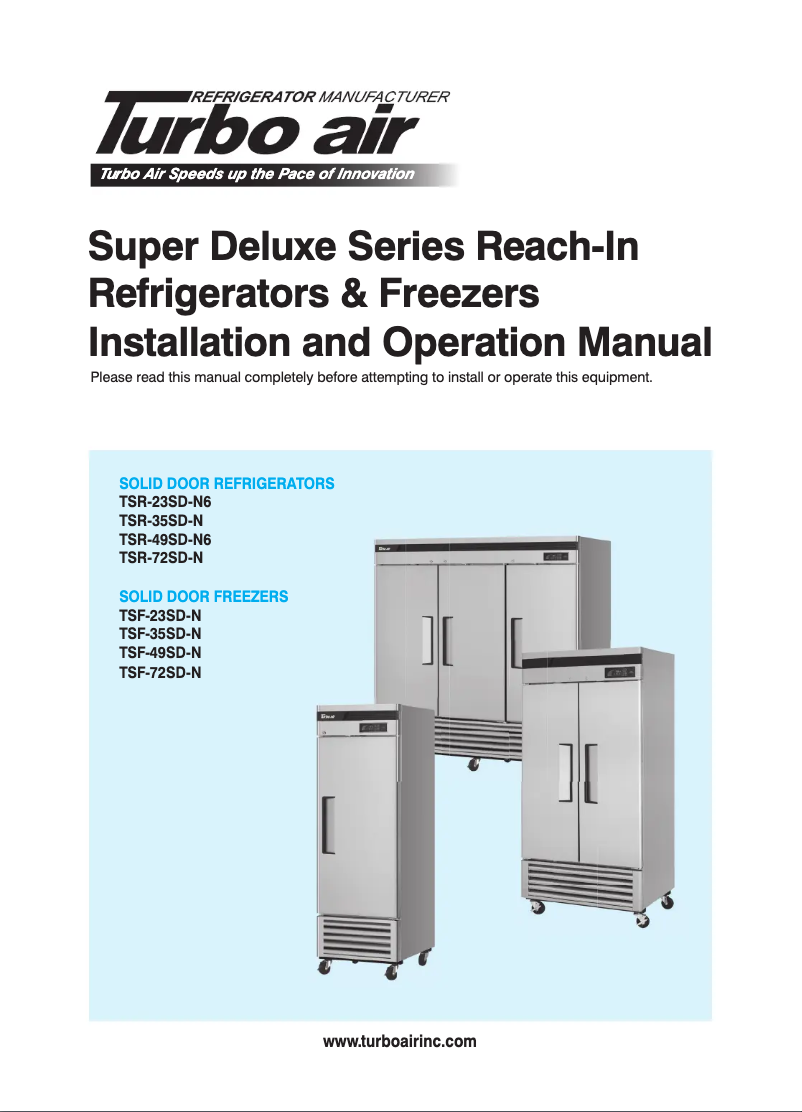 First page image of the manual for TSF-35SDN-N