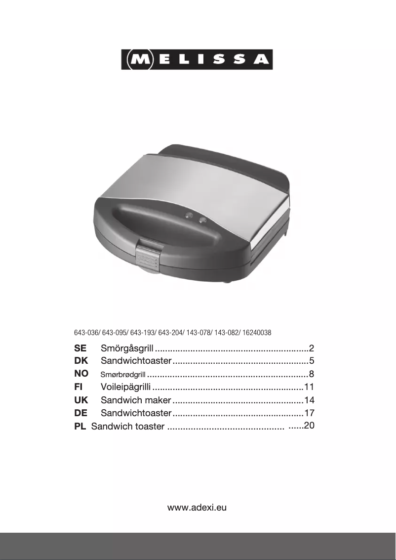 Page 1 of the manual User Manual Melissa 16240038