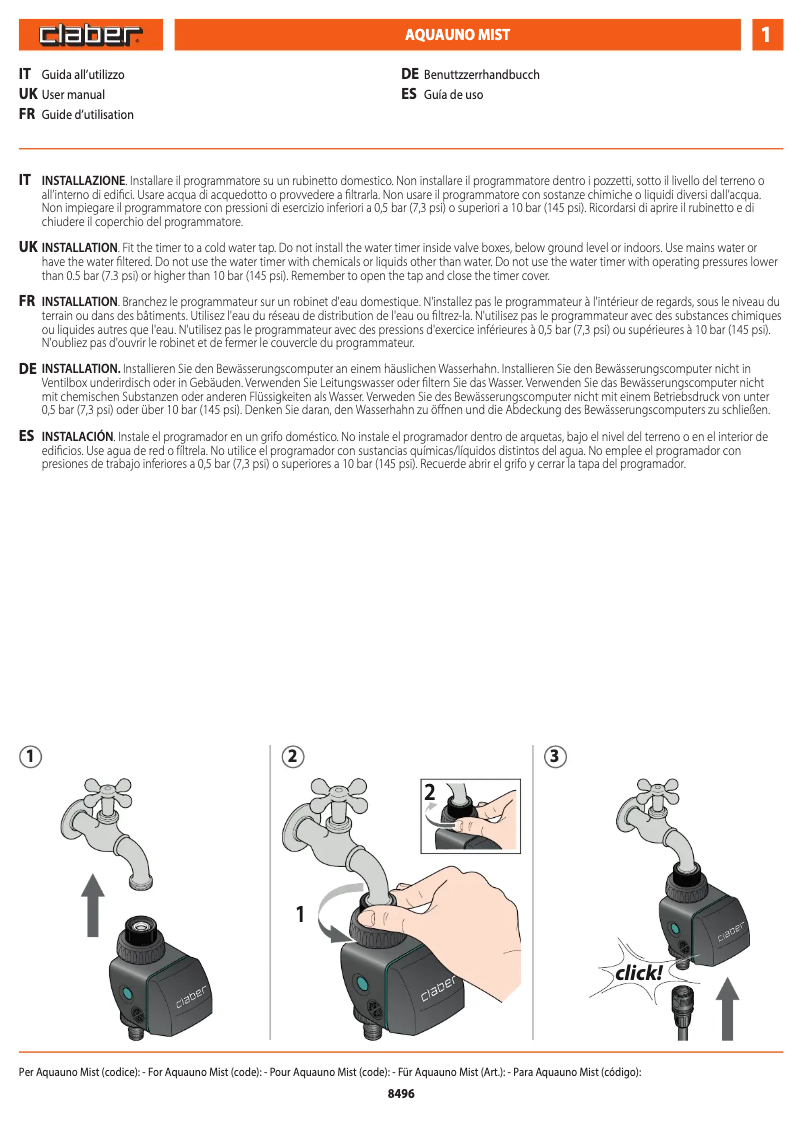 First page image of the manual for Mist 8497