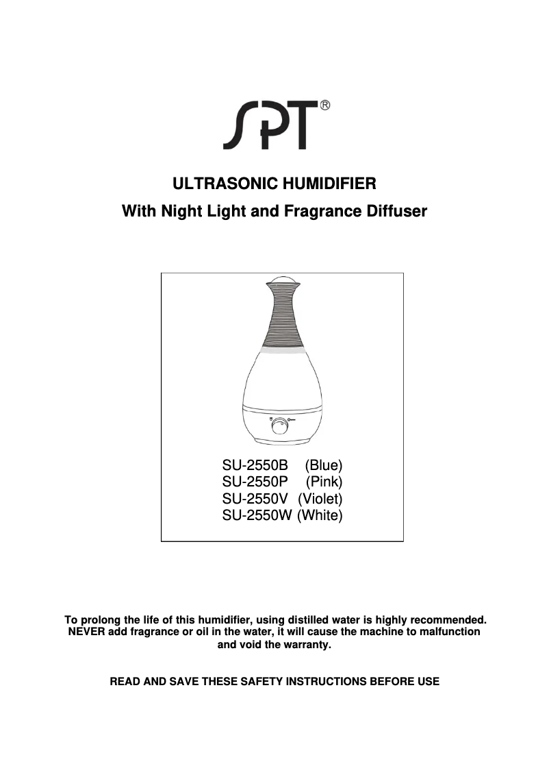 First page image of the manual for SU-2550