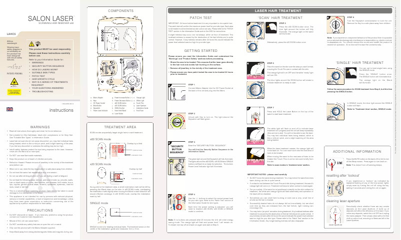 First page image of the manual for Scanning Laser X60