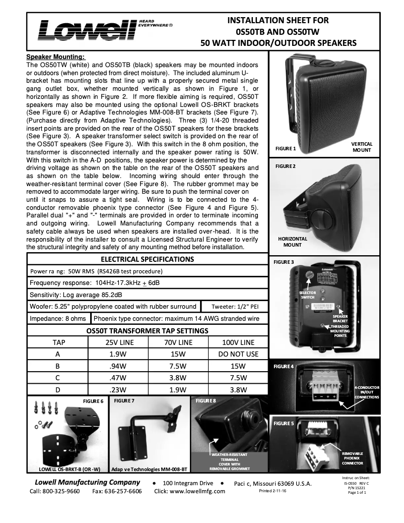 First page image of the manual for OS50TW