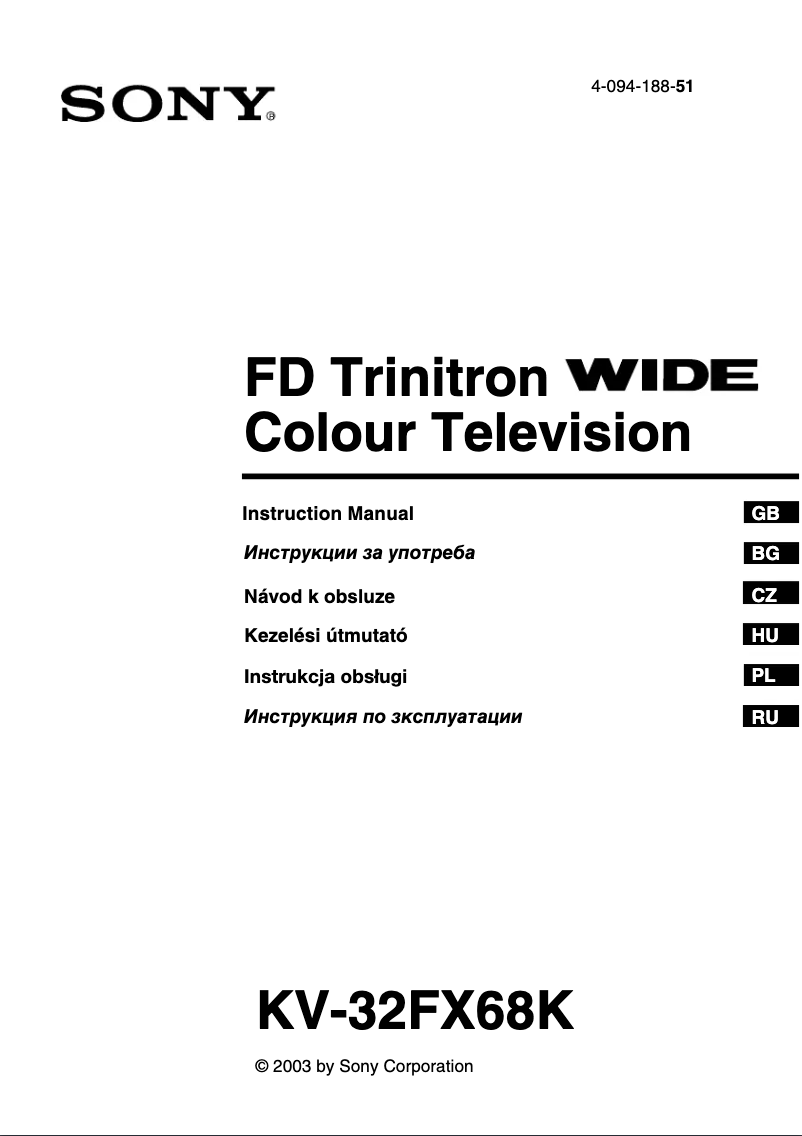Page 1 of the manual User Manual Sony KV-32FX68K