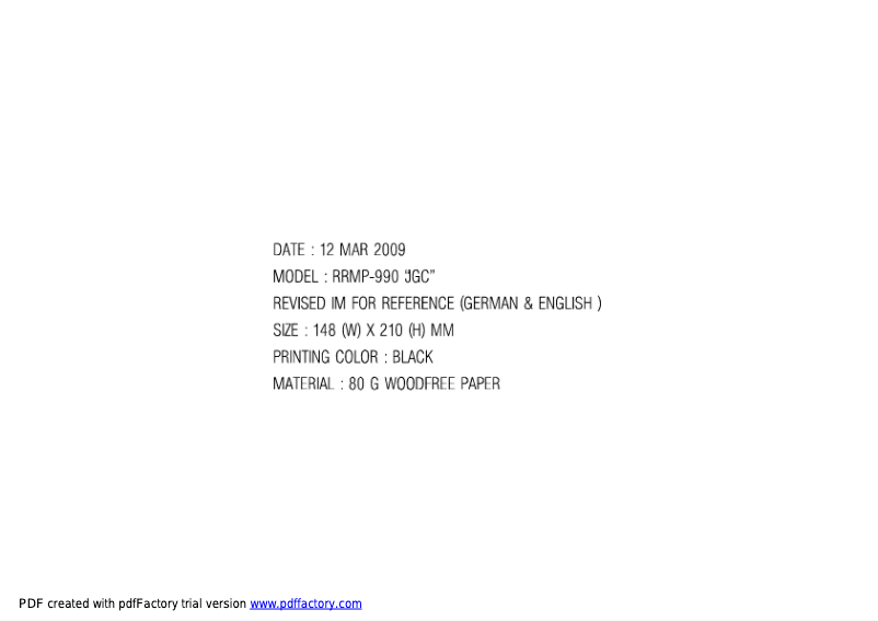 Page 1 of the manual User Manual JGC RRMP990