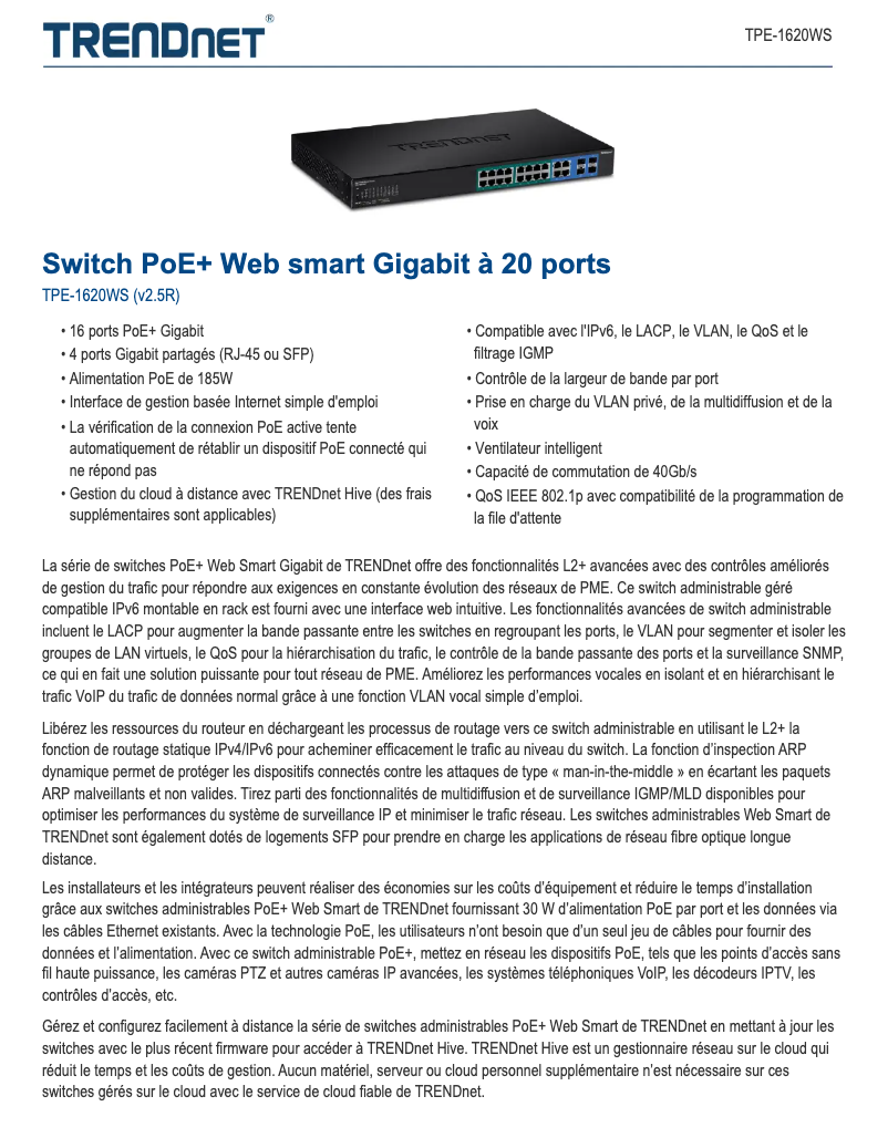 First page image of the manual for TPE-1620WS