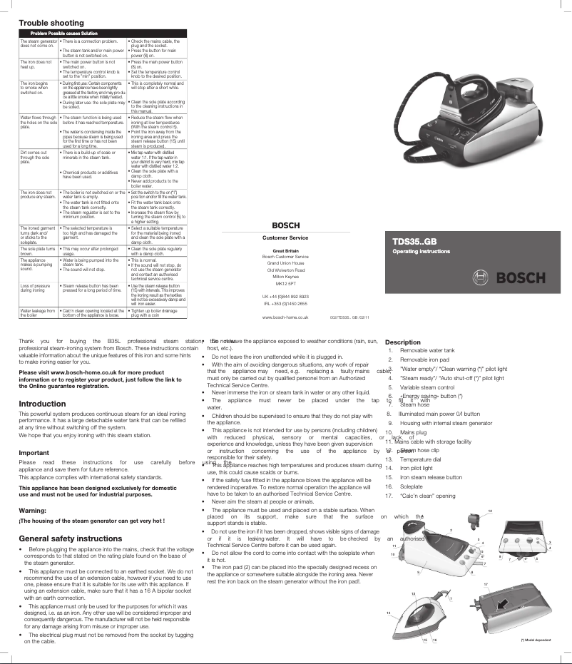 Page 1 of the manual User Manual Bosch Sensixx B35L Premier Power TDS3569GB