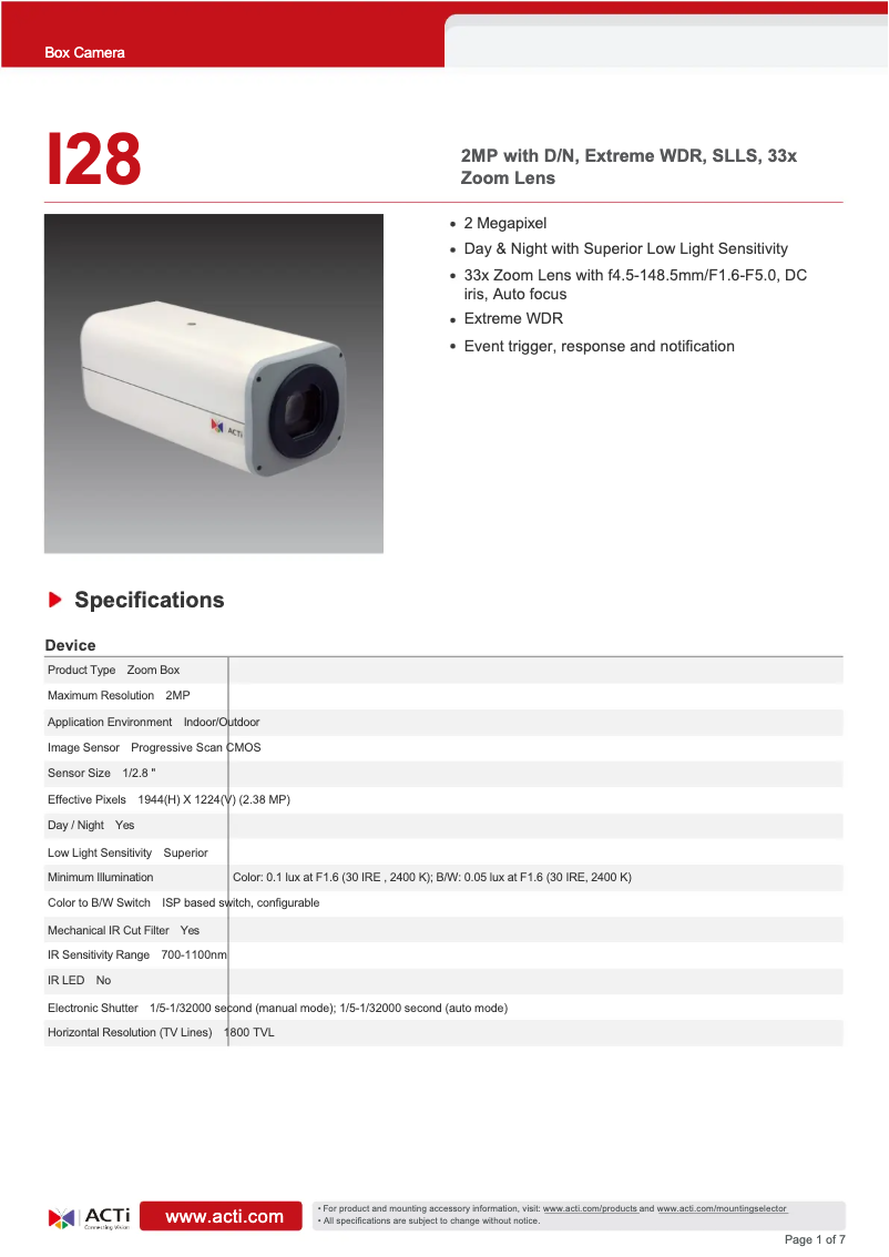 First page image of the manual for I28